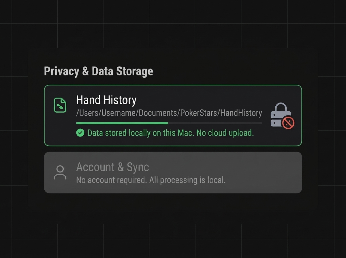 Clarity privacy settings — hand history stored locally only